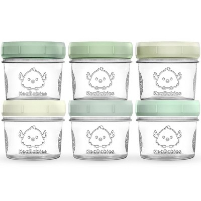 Image of 6pk Prep Baby Food Storage Containers, 4 oz Leak-Proof, BPA Free Glass Baby Food Jars for Feeding (Sage)