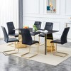 7-Piece Dining Set with Rectangular Table and 6 PU Armless Chairs - 3 of 4