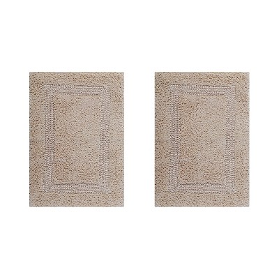 Luxurious Sand Cotton Tufted Reversible Bath Rug Set
