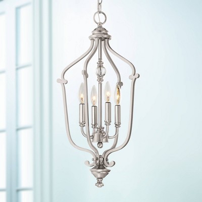 Elegant Brushed Nickel and Crystal 4-Light Chandelier