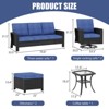 SUGOLD 6-Piece Wicker Patio Conversation Set with 3-Seat Sofa, 2 Swivel Rocking Chairs, 2 Ottomans, Side Table, Blue Cushions - 2 of 4
