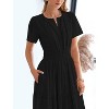 Women's 2025 Summer Casual Midi & Maxi Dress - Lightweight V-Neck Boho Beach Dress with Elastic Waist & Pockets Black - 4 of 4
