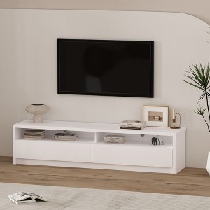 Sapphtopaz Modern TV Stand for TVs Up to 75" with 2 Drawers & 2 Open Shelves Entertainment Center with 2 Media Holes TV Stand for Living Room - 1 of 4