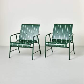 Slat Metal Outdoor Patio Club Chairs (Set of 2) - Green - Hearth & Hand™ with Magnolia