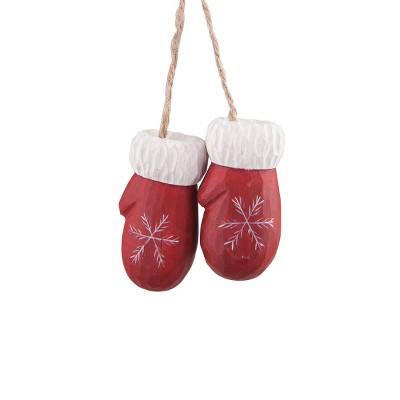 Gallerie II Carved Mittens Christmas Xmas Ornament