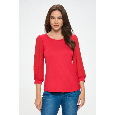 West K Women's Liz Three Quarter Sleeve Knit Top - X Small - Poppy