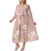 Agnes Orinda Women's Plus Size Floral Cold Shoulder Square Neck Adjustable Strap Ruffle Maxi Sundress - 2 of 4