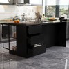 Famapy Woodgrain Desktop Black Computer Desk Office Desk Composite Lighting Glass Cabinet Large Desktop - 2 of 4