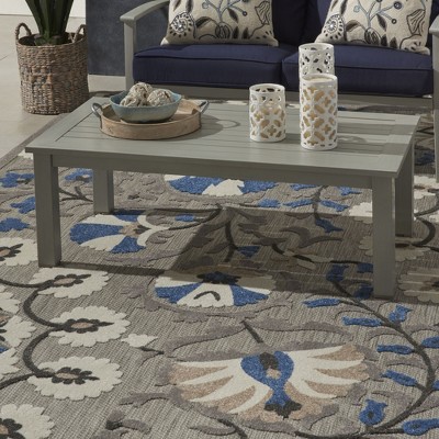 Grey and Multicolor Floral Flat Woven Synthetic Area Rug