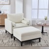 KWPZQEB Accent Chair w/ Storage Ottoman, Modern Boucle Armchair w/ Wood Legs, Reading Chair, Multi-Functional Footrest w/ Coffee Table for Living Room - 4 of 4