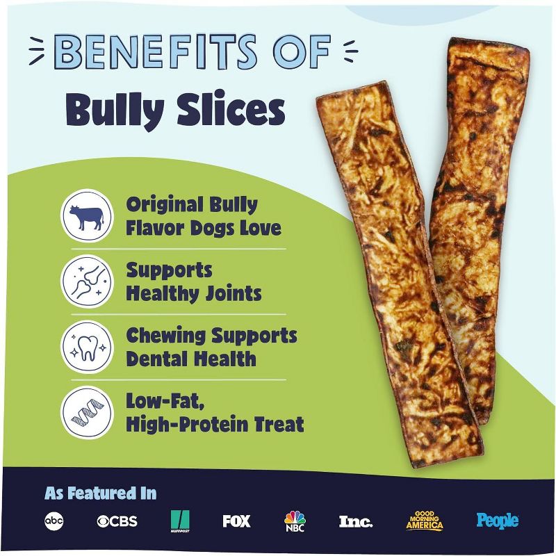 Pawstruck Natural Bully Slices Beef Hide Chews for Dogs - Made with No Artificial Ingredients - 1 lb. Bag, 2 of 8