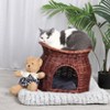 2 Tiers Handwoven Rattan Elevated Cat Bed with 2x Soft Cushion Raised Wicker Pet Basket Indoor - 2 of 4