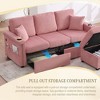 VASIP L-Shaped Sectional Sofa with Storage Ottoman,3-Seat Convertible Design with Cup Holders ,Corduroy Fabric for Living Room, Apartments,Beige - 3 of 4