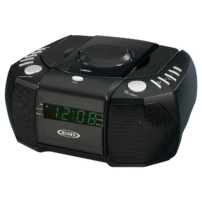 JENSEN AM/FM Stereo Dual Alarm Clock Radio with CD - Black