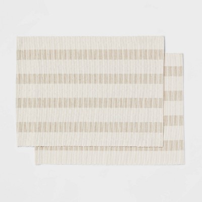 2pk Cotton Striped Placemats Taupe - Threshold™