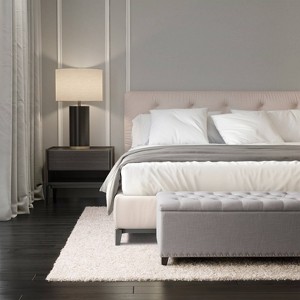 Boston Tufted Fabric Storage Ottoman - CorLiving - 1 of 4