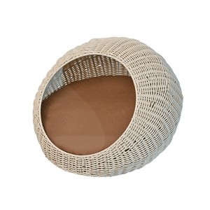 THE LICKER STORE Fiora 19.5" x 18" Modern Circular Faux Wicker Pet Bed with Machine-Washable Cushion - 1 of 4