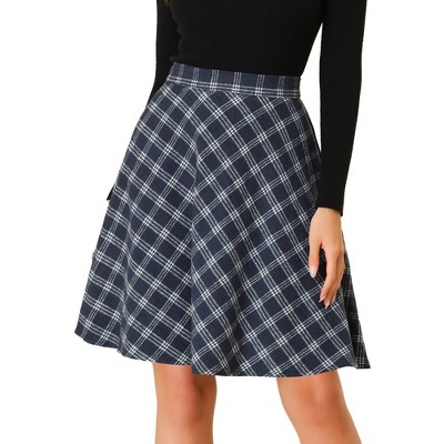 INSPIRE CHIC Women's Christmas Plaids Vintage Tartan Elastic Waist Knee Length A-Line Skirt