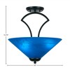 Toltec Lighting Zilo 3 - Light Flush Mount in  Matte Black with 16" Blue Italian Shade - 2 of 2