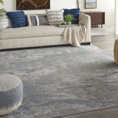 Modern Rustic Textures Light Grey/Blue Rectangular Area Rug 7'10" x 10'6"