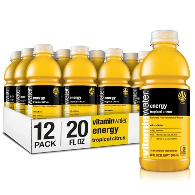 Vitaminwater Energy Electrolyte Enhanced Water Wvitamins, Tropical Citrus Drinks - 20 Fl Oz (Pack Of 12)