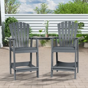 Aoodor Tall Adirondack Chairs Set of 2, HDPE Patio Bar Stool with Connecting Tray,All-Weather Balcony Chair - 1 of 4