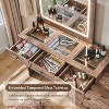 Mastgoal 69" W Big Vanity Desk with Glass Top, Farmhouse Makeup Table with 9 Large Storage Drawers, 3 Color Available Light & 30" HD Led Mirror - 3 of 4