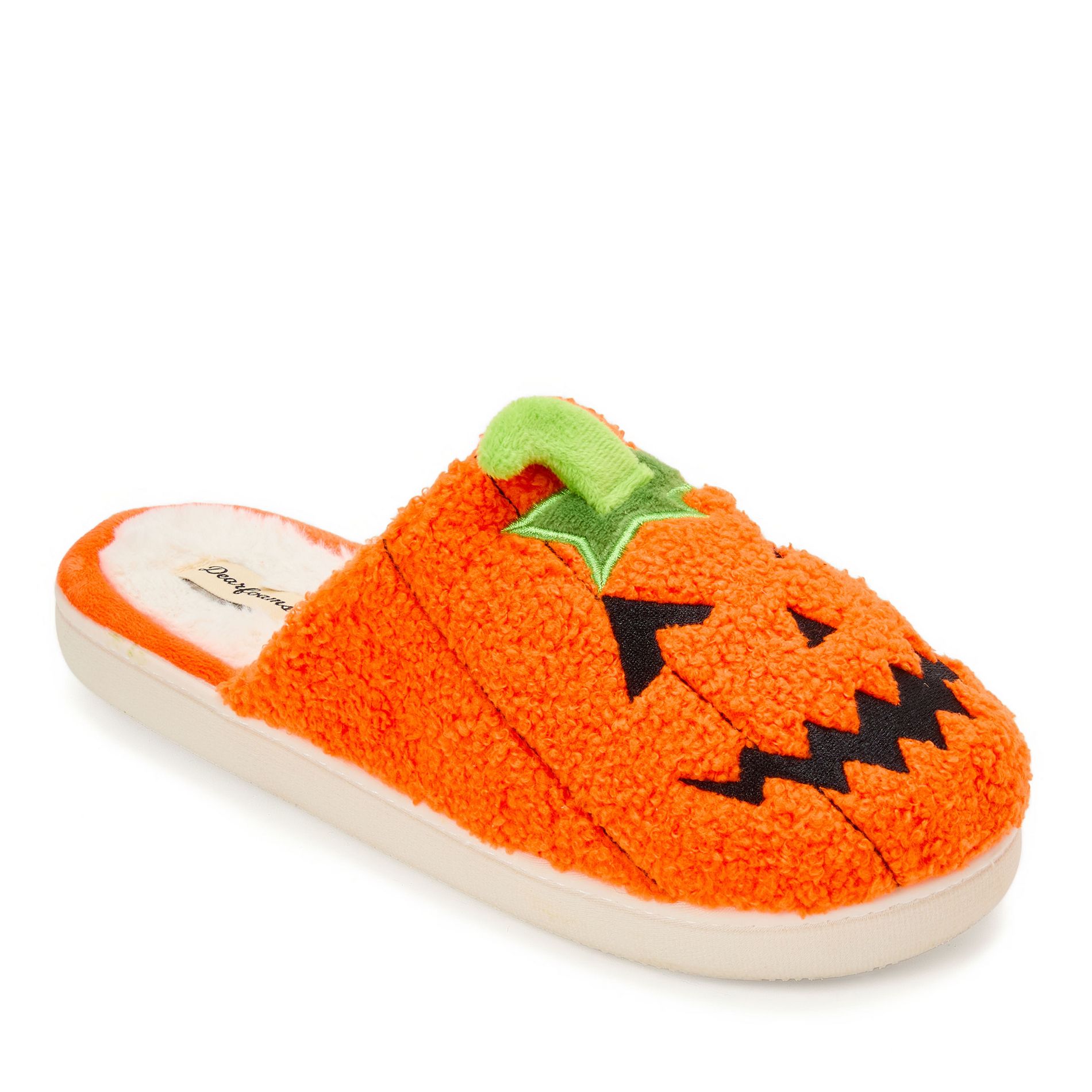 Dearfoams Unisex Adult Halloween Pumpkin Jack-O-Lantern Scuff Slipper - Mandarin Size S