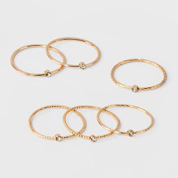 Clear Stone Ring Set 3pc - A New Day™ Gold/Clear 7