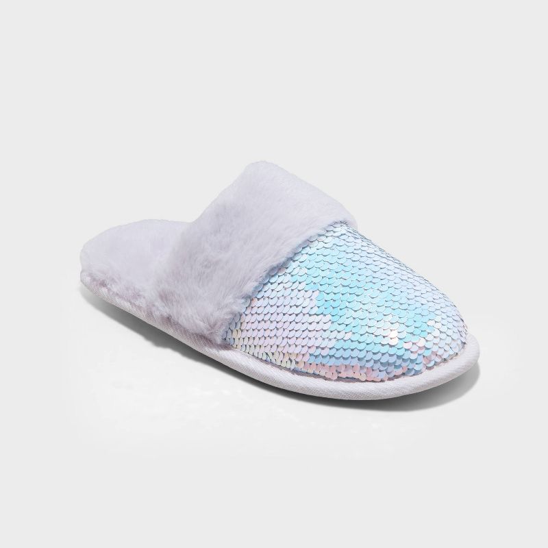 Girls' Zoie Flip Sequin Scuff Slippers - art class™ Blue, 1 of 6