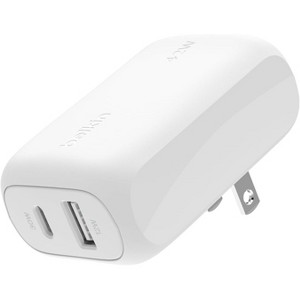 Belkin 42W Dual Port Wall Charger, USB-C + USB-A Charger - Fast Charging for iPhone 16, 15, Pro, Pro Max, Plus, Galaxy S25 Ultra, S24 & More - White - 1 of 3