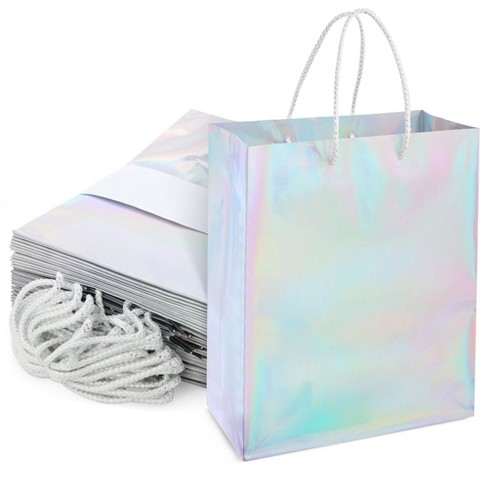 Sparkle and Bash 50 Pack Mini White Gift Bags with Handles (6 x 5 x 2.5 In)