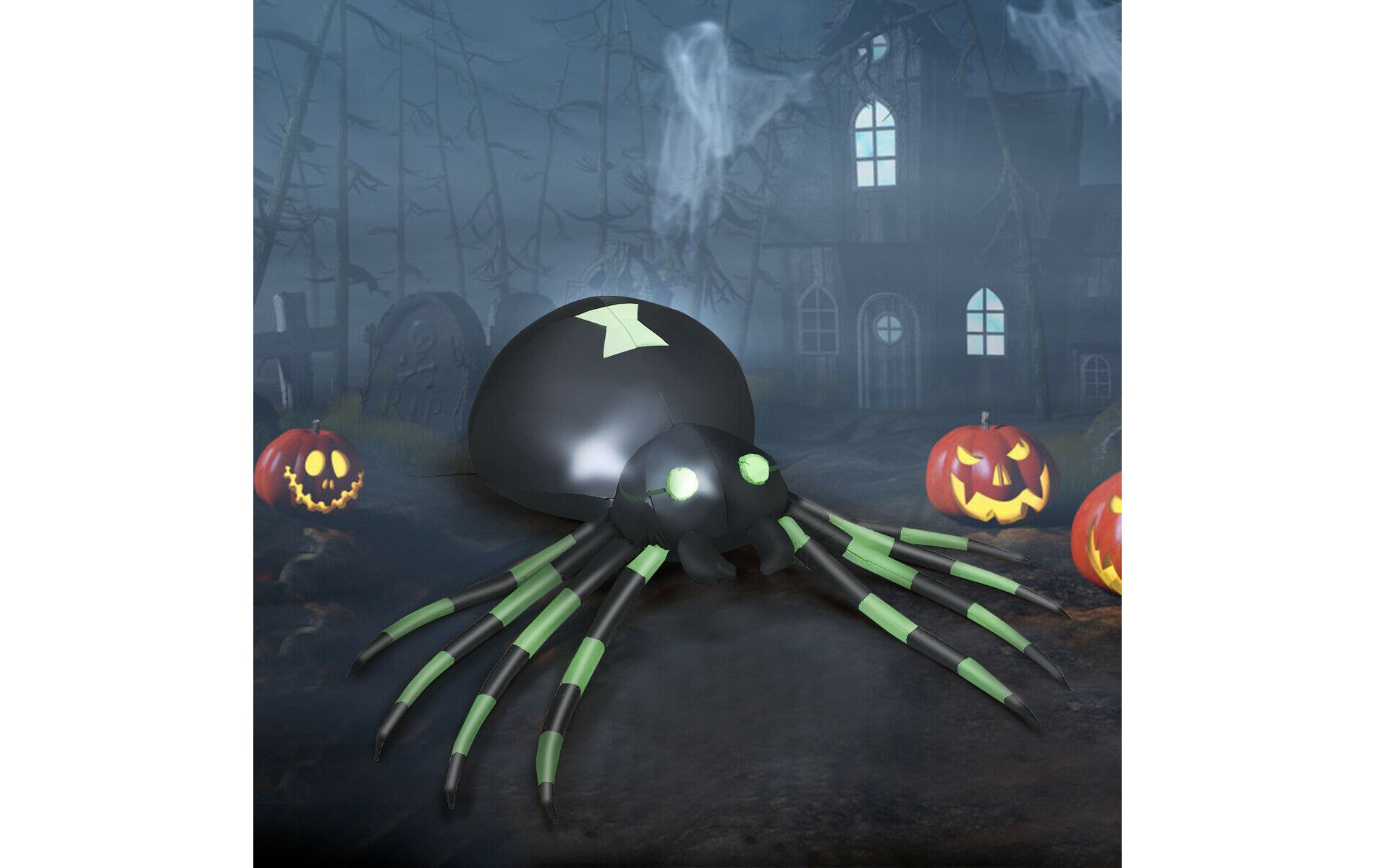 Costway 6FT Halloween Inflatable Blow-Up Spider w/ LED Lights Outdoor Yard Decoration