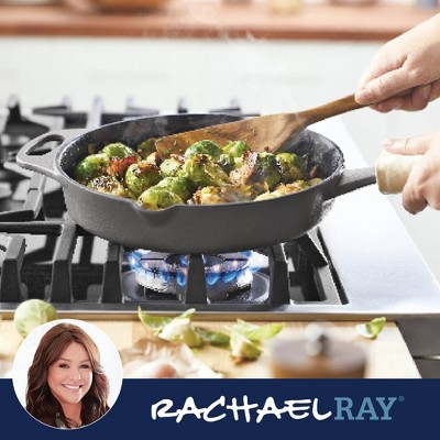 Rachael Ray Premium Nitro Cast Iron Skillet 10" Gray: Enameled, Hand Wash, Gas & Induction Compatible, Lifetime Warranty - Thumbnail 4