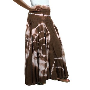 Agan Traders Women's Boho Summer Tie-dye High Waistband A Line Flared Maxi Skirt - 1 of 4