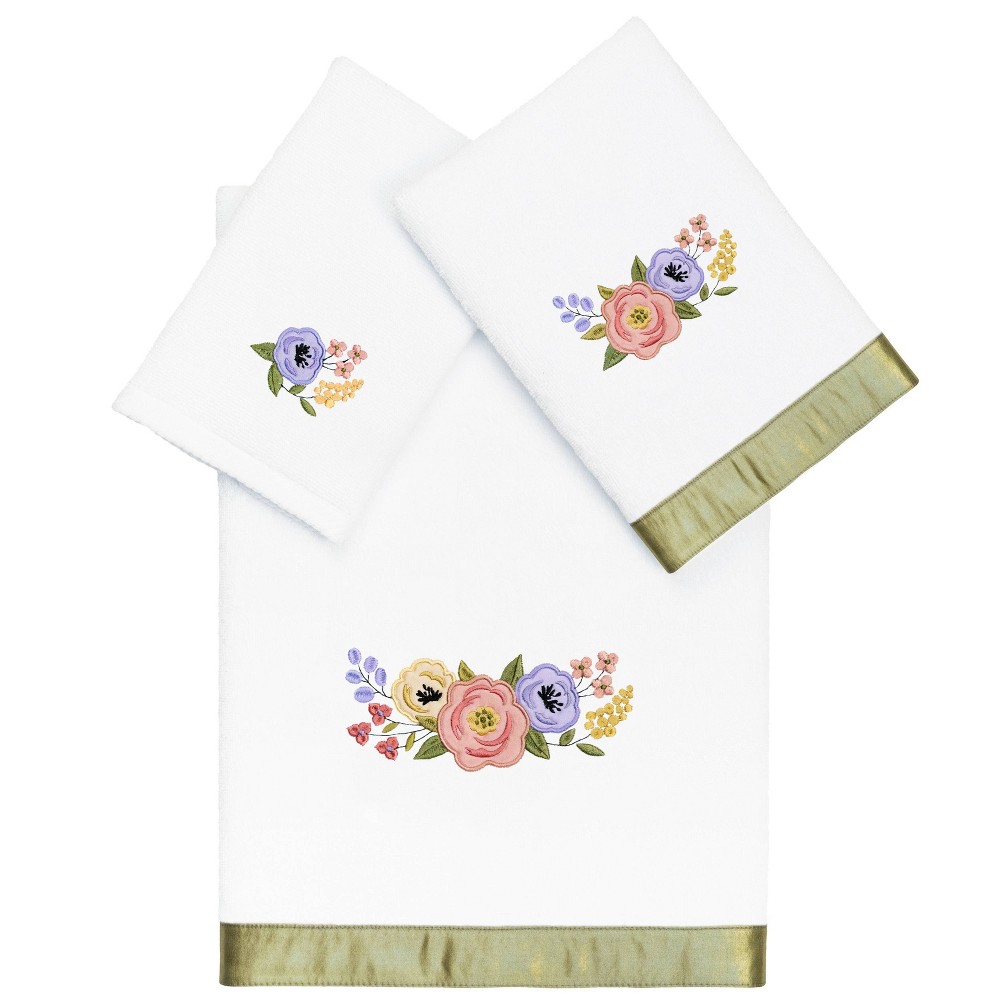 Photos - Towel 3pc Verano Design Embellished  Set White - Linum Home Textiles