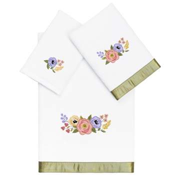 3pc Verano Design Embellished Towel Set White - Linum Home Textiles