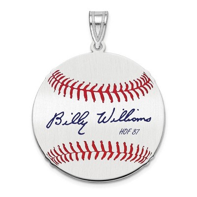 Black Bow Jewelry Sterling Silver Billy Williams Signature MD Enamel Baseball Pendant
