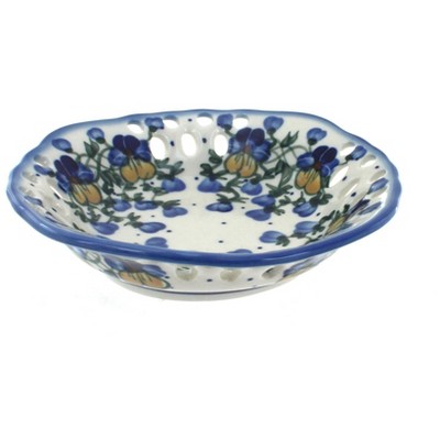 Blue Rose Polish Pottery 32A WR Unikat Small Fruit Dish
