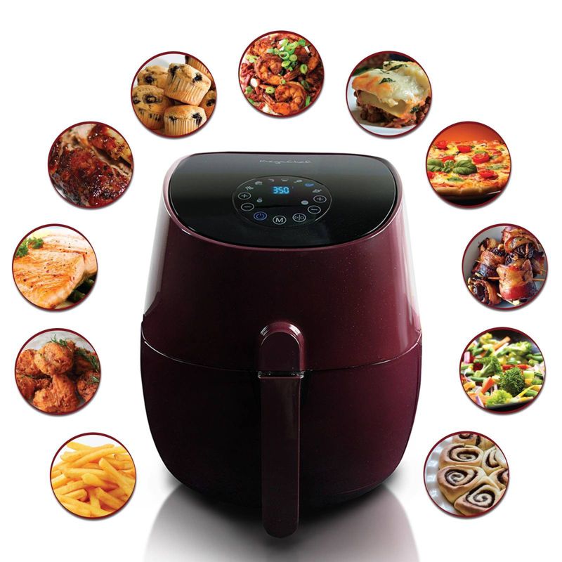 MegaChef 3.5 Quart Airfryer/Multicooker with 7 Pre-programmed Settings - Red, 6 of 9