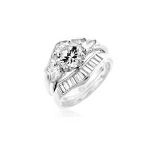Slickblue Stylish Two-Piece Engagement Ring Set with 6.5 Ct. Cubic Zirconia - Rhodium Plated Women's Jewelry - 1 of 2