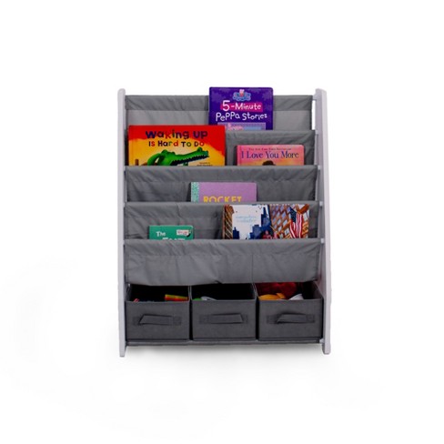 Kids Bookshelf 4 Tier Book Storage And Fabric Bin Organizer Humble Crew Target