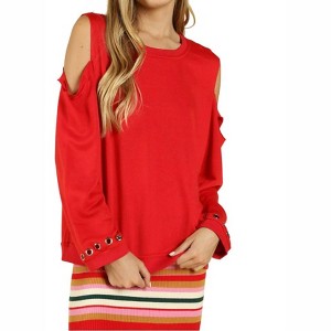 Women's Distressed Grommet Top - Honey Punch - 1 of 4