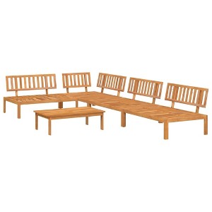 vidaXL Patio Pallet Sofa Set - Outdoor Conversation Furniture - 5 Piece Solid Acacia Wood - Brown Dark - 1 of 4