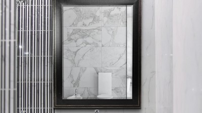 Antique Black Polystyrene Rectangular Wall Mirror, 31.5" x 43.5"