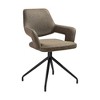 Armen Living,Swivel Upholstered Dining Chair in Brown Fabric with Black Metal Legs - Set of 2 - 2 of 4