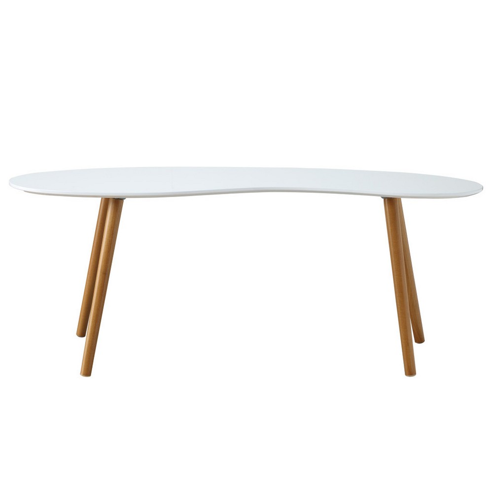 Oslo Bean Shaped Coffee Table White/Bamboo - Breighton Home