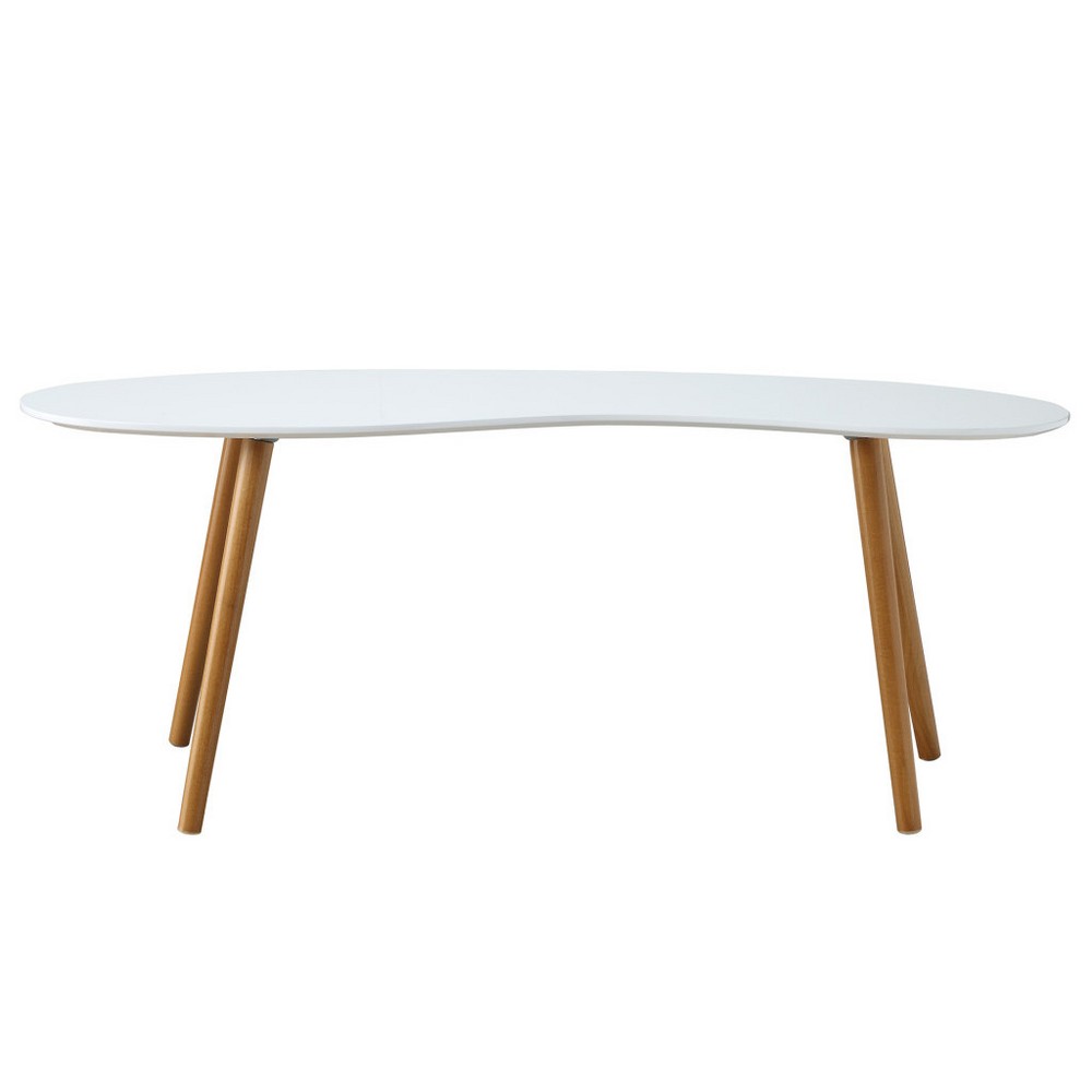 Photos - Coffee Table Oslo Bean Shaped  White/Bamboo - Breighton Home