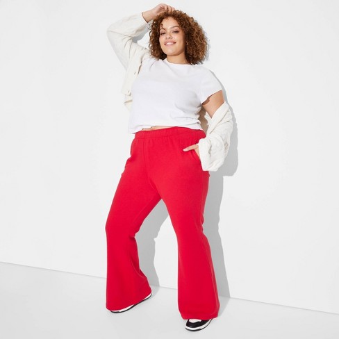 Women s High rise Flare Sweatpants Wild Fable Red Xxl Target