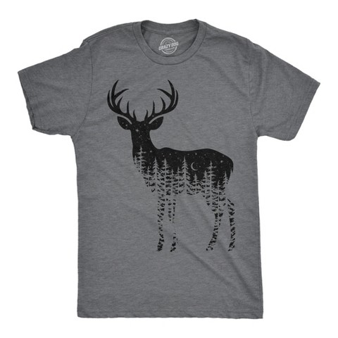 Мужские футболки Crazy Dog T-Shirts, Inc. Mens Funny T Shirts Deer Silhouette Awesome Nature Graphic Novelty Tee for Men - Crazy Dog Men's T Shirt for Animal Lovers Dark Grey L